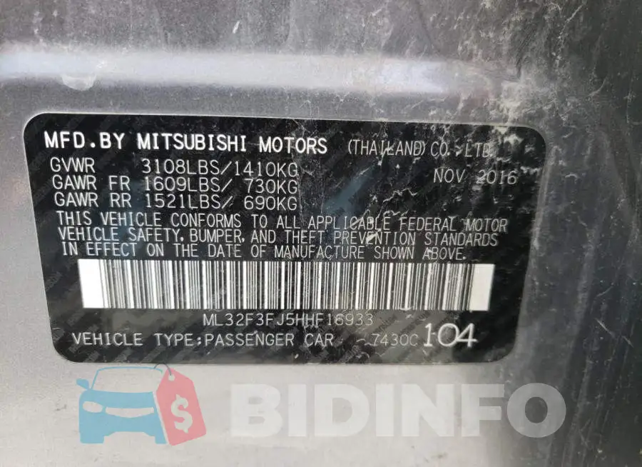 ML32F3FJ5HHF16933 Photo# 13
