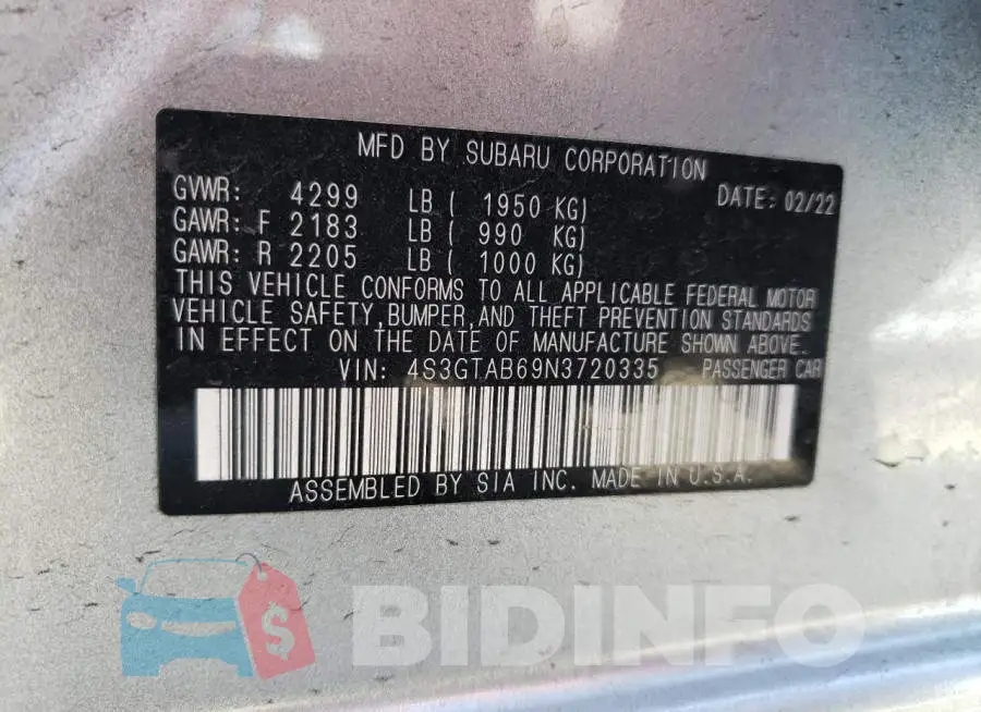 4S3GTAB69N3720335 Photo# 10