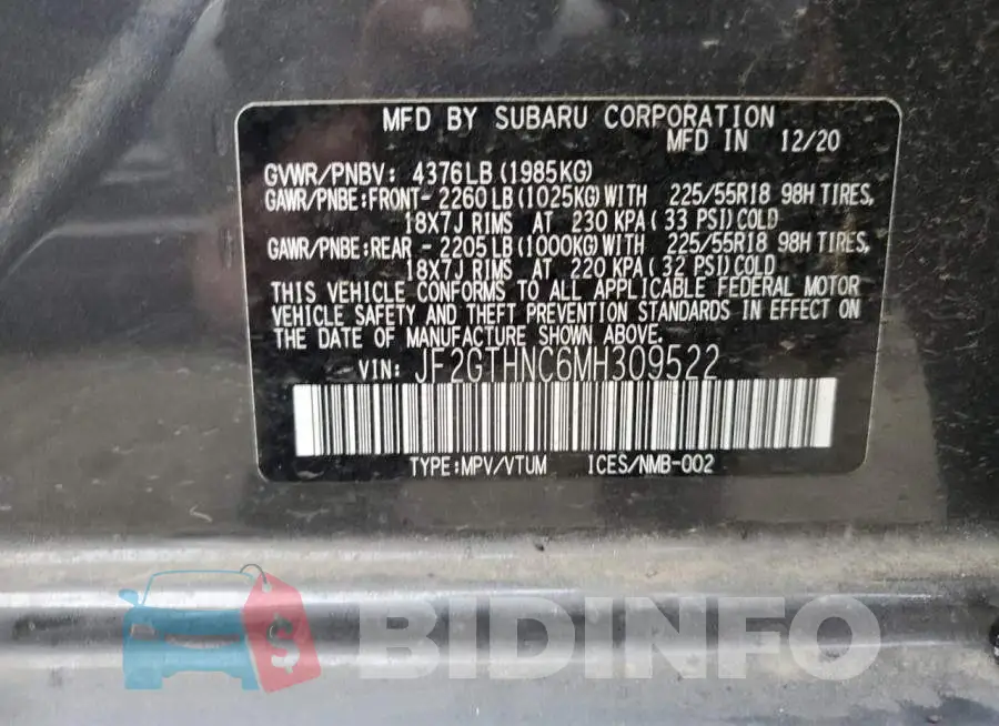 JF2GTHNC6MH309522 Photo# 10