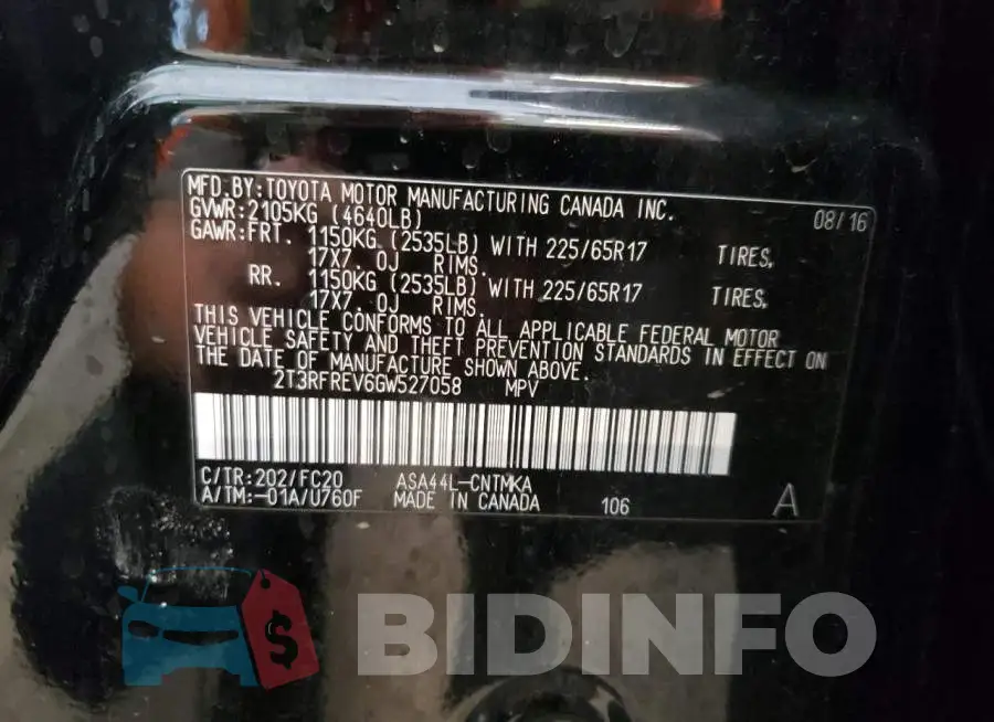 2T3RFREV6GW527058 Photo# 10