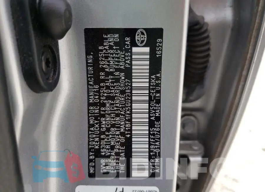 4T1BF1FK5GU238527 Photo# 10