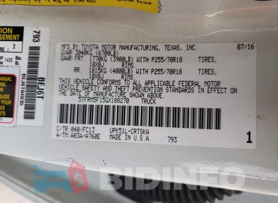 5TFRM5F15GX108270 Photo# 10