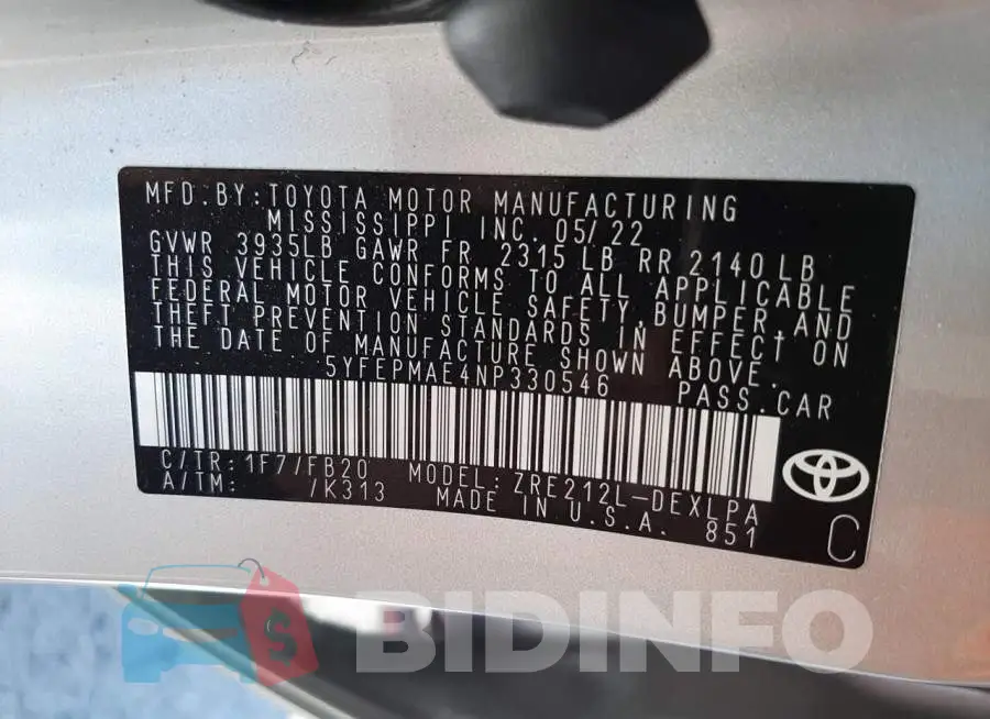 5YFEPMAE4NP330546 Photo# 10