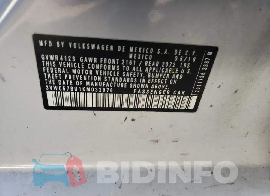 3VWC57BU1KM032976 Photo# 10