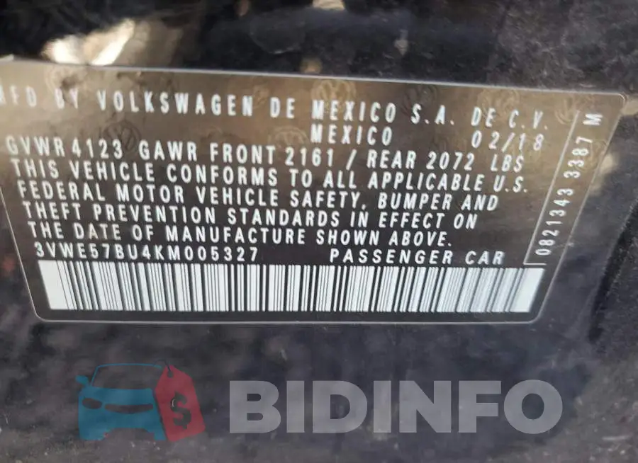 3VWE57BU4KM005327 Photo# 10