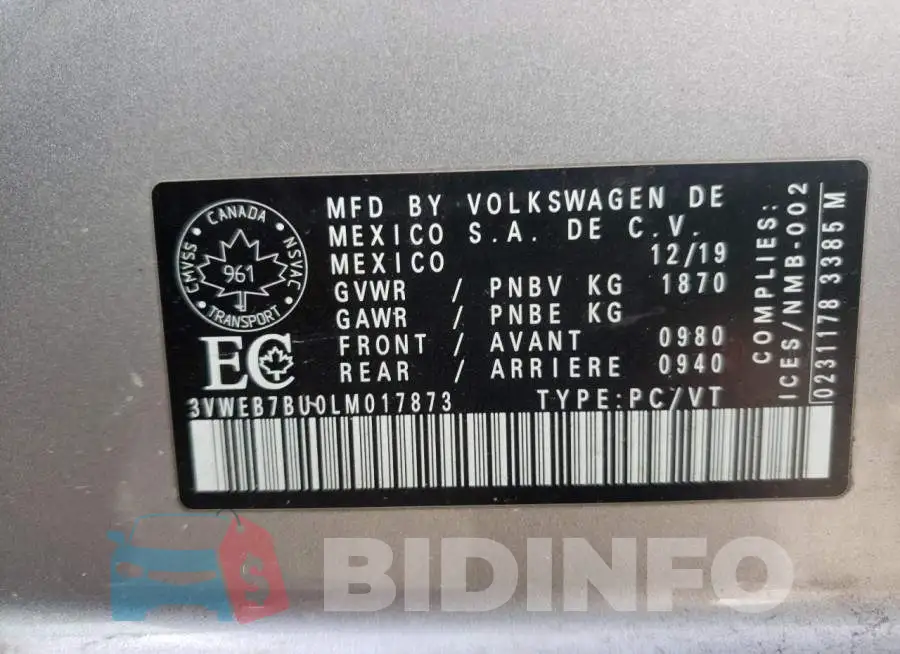 3VWEB7BU0LM017873 Photo# 10