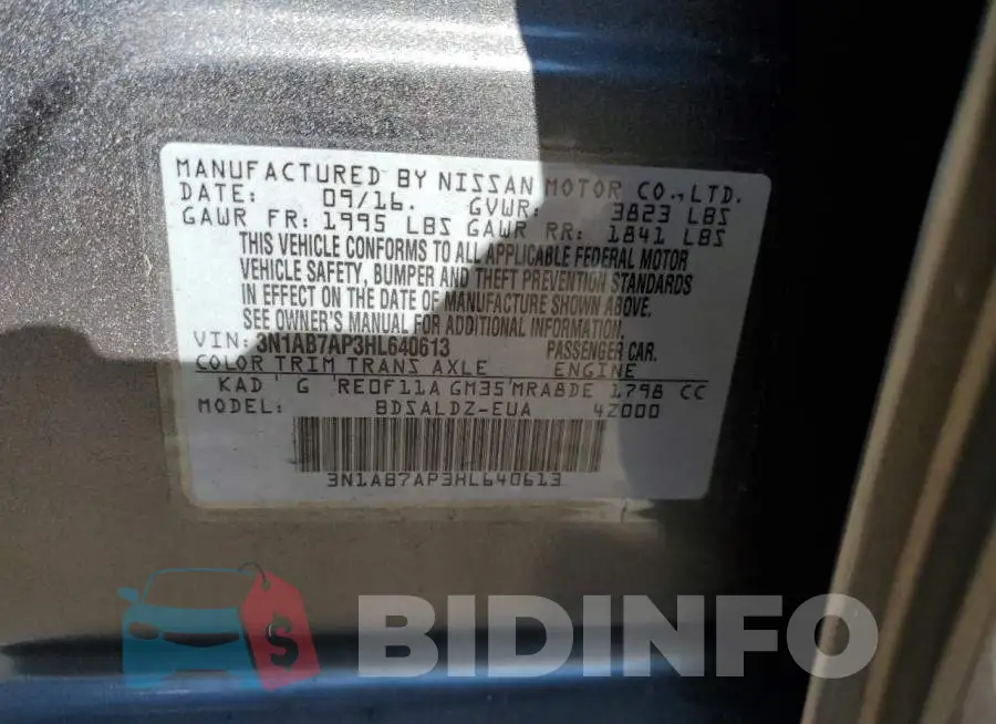 3N1AB7AP3HL640613 Photo# 10