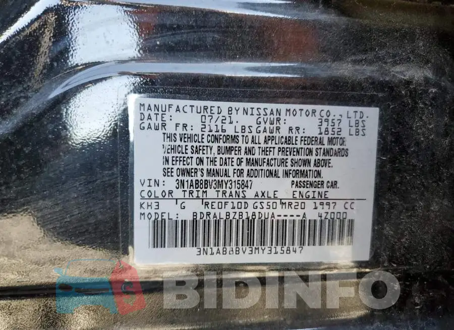 3N1AB8BV3MY315847 Photo# 10