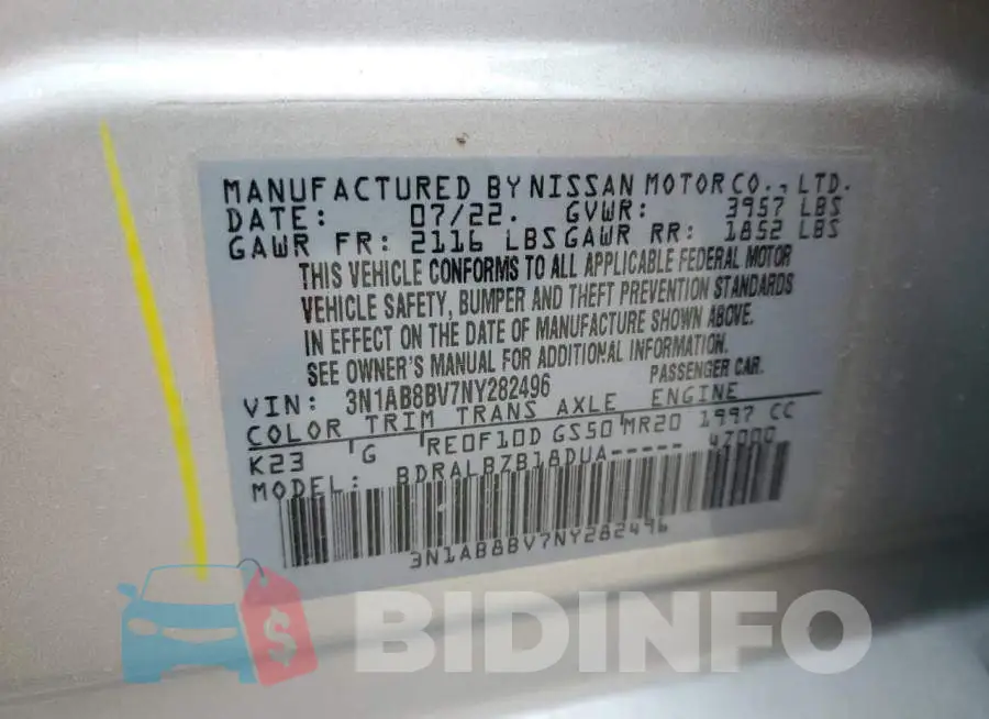 3N1AB8BV7NY282496 Photo# 13