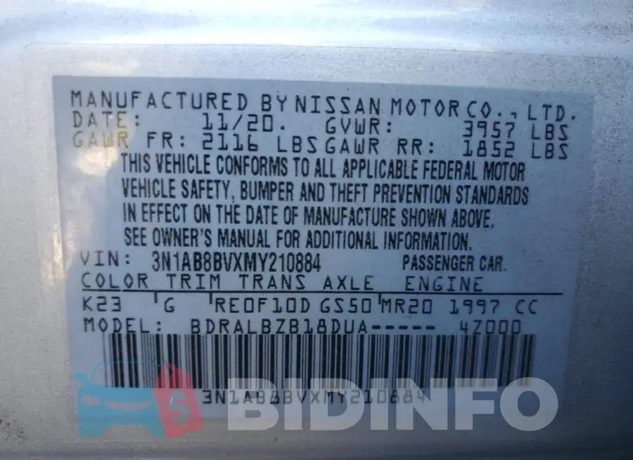 3N1AB8BVXMY210884 Photo# 10