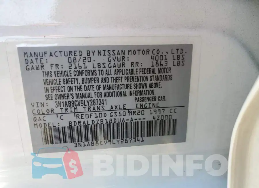 3N1AB8CV9LY287341 Photo# 10