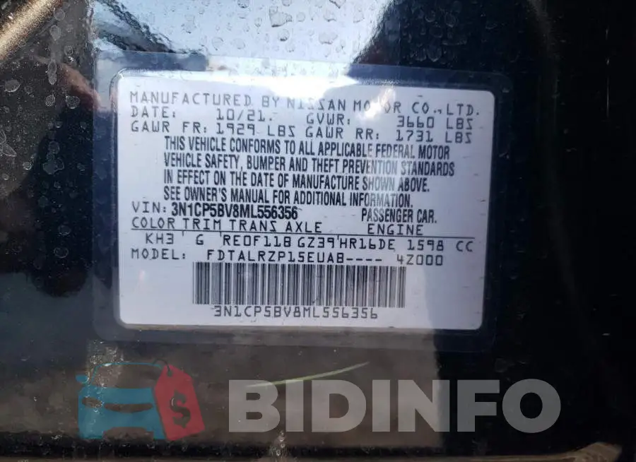 3N1CP5BV8ML556356 Photo# 10