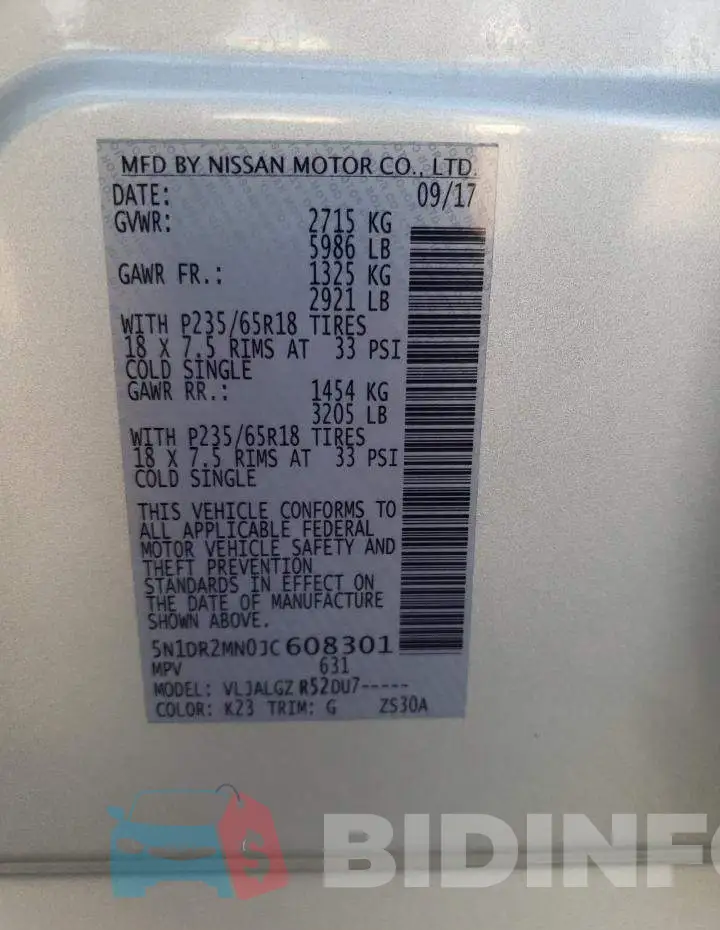 5N1DR2MN0JC608301 Photo# 10
