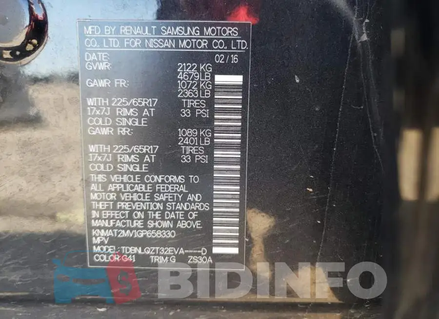 KNMAT2MV1GP658330 Photo# 10