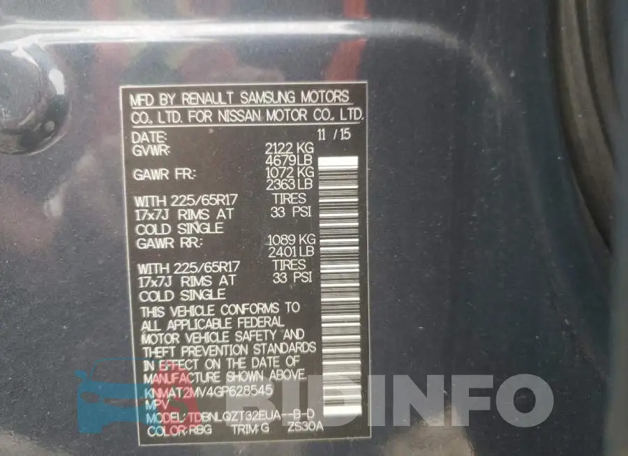 KNMAT2MV4GP628545 Photo# 10