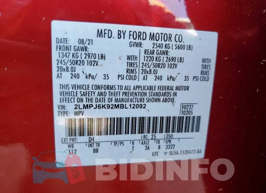 2LMPJ6K92MBL12092 Photo# 10
