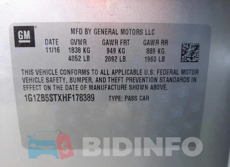 1G1ZB5STXHF178389 Photo# 10
