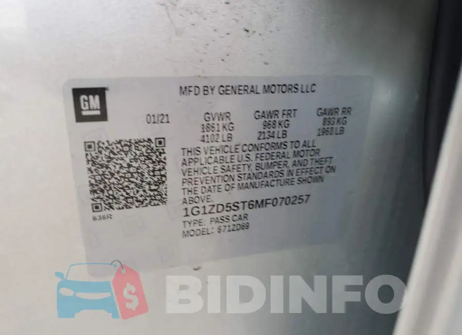 1G1ZD5ST6MF070257 Photo# 12