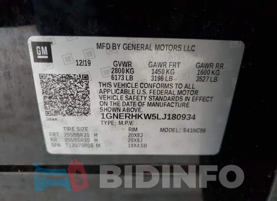 1GNERHKW5LJ180934 Photo# 10