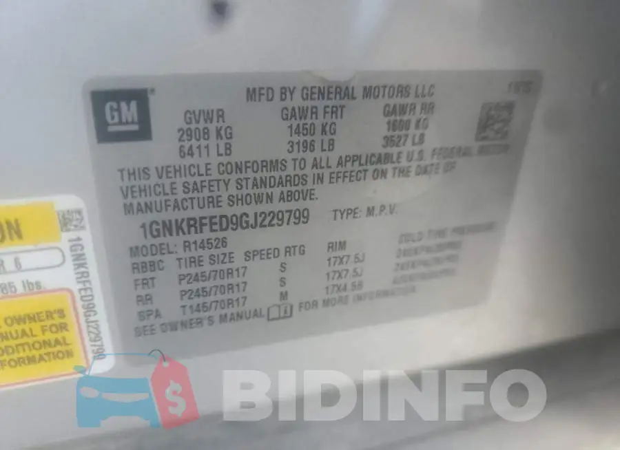 1GNKRFED9GJ229799 Photo# 10