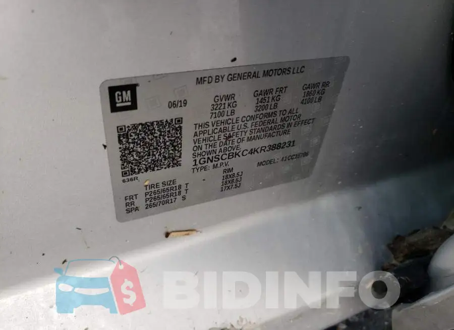 1GNSCBKC4KR388231 Photo# 10
