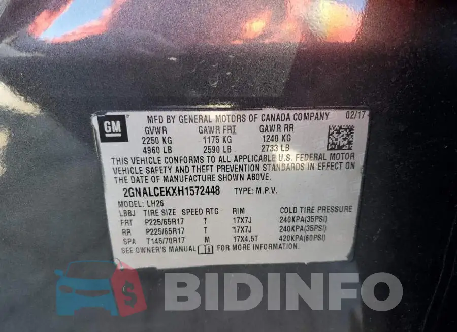 2GNALCEKXH1572448 Photo# 10