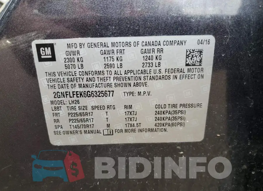 2GNFLFEK6G6325677 Photo# 10