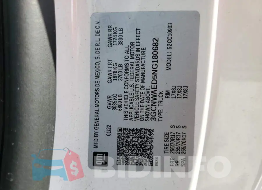 3GCNWAED5NG180682 Photo# 12