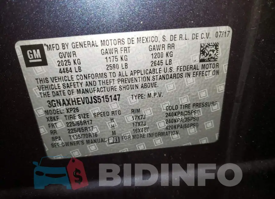 3GNAXHEV0JS515147 Photo# 10