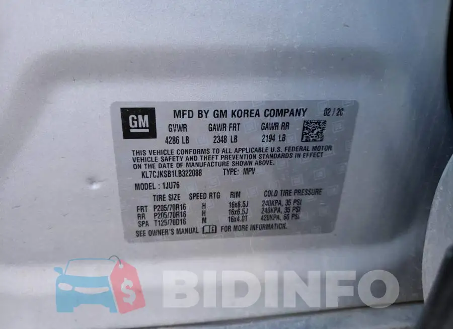 KL7CJKSB1LB322088 Photo# 10
