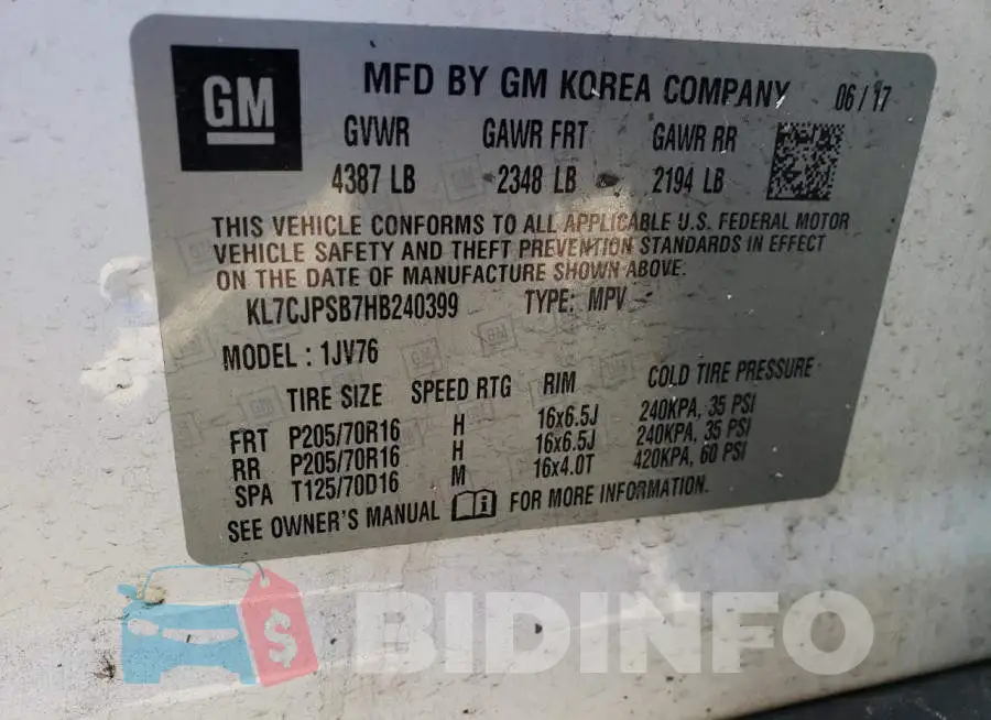 KL7CJPSB7HB240399 Photo# 10