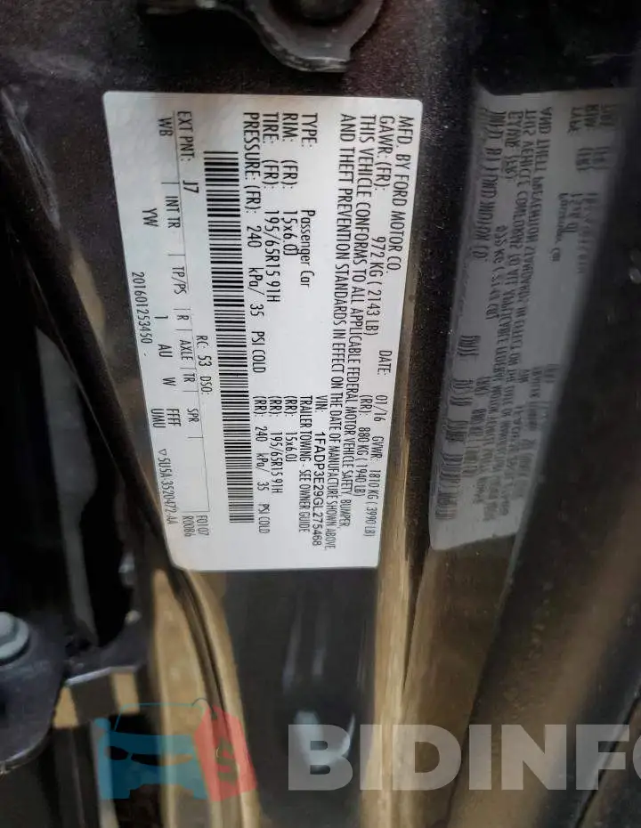 1FADP3E29GL275468 Photo# 10