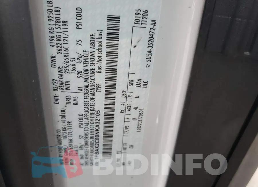 1FBAX2C80NKA32105 Photo# 13