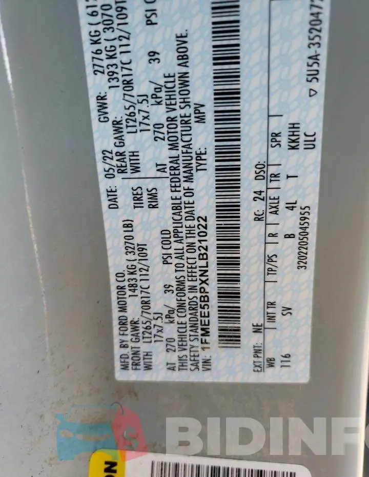 1FMEE5BPXNLB21022 Photo# 12