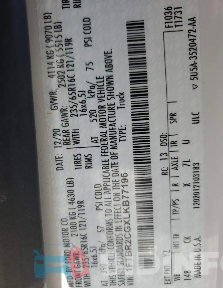 1FTBR2CGXLKB77196 Photo# 10