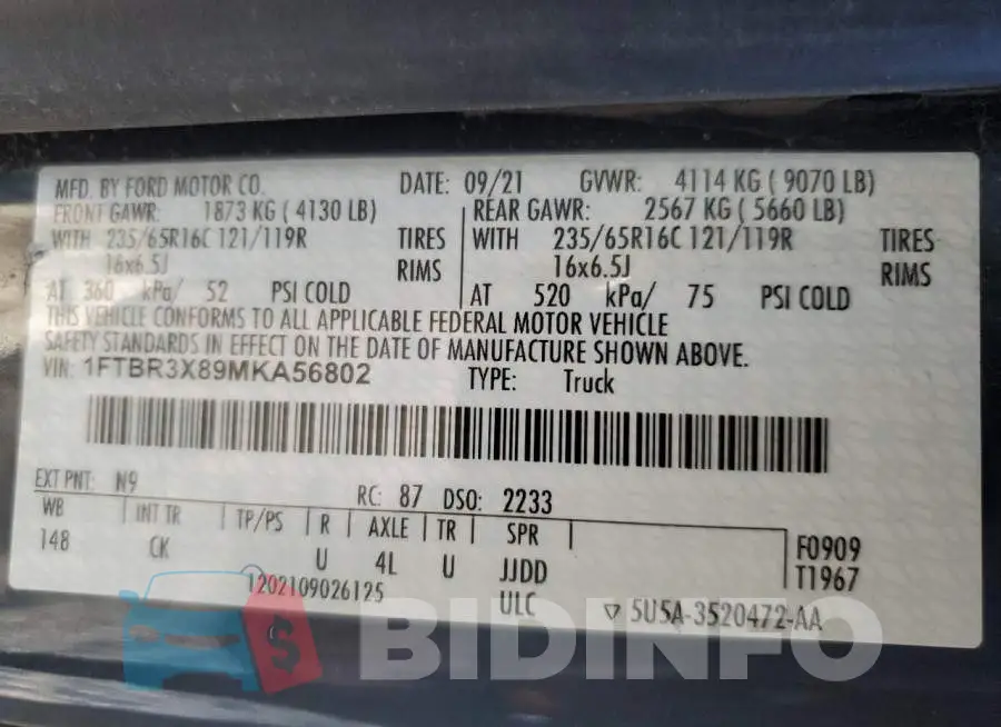 1FTBR3X89MKA56802 Photo# 13