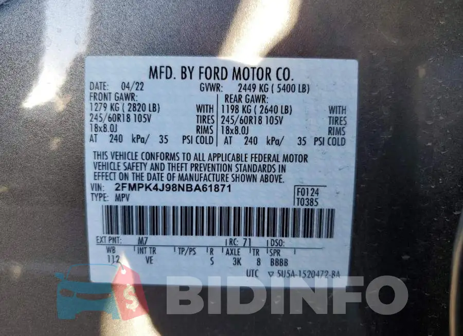 2FMPK4J98NBA61871 Photo# 14