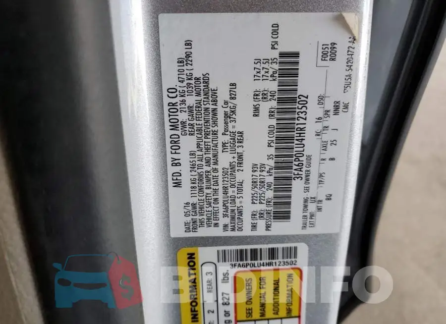 3FA6P0LU4HR123502 Photo# 10
