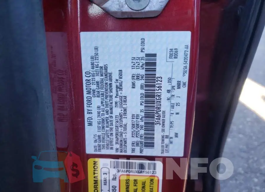 3FA6P0RUXGR156123 Photo# 10