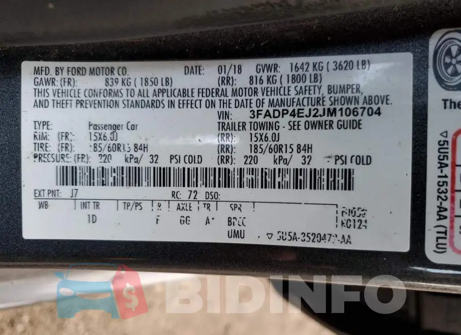 3FADP4EJ2JM106704 Photo# 10