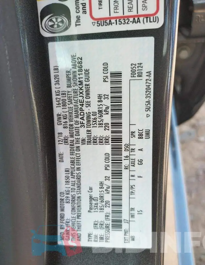 3FADP4EJXKM118682 Photo# 10