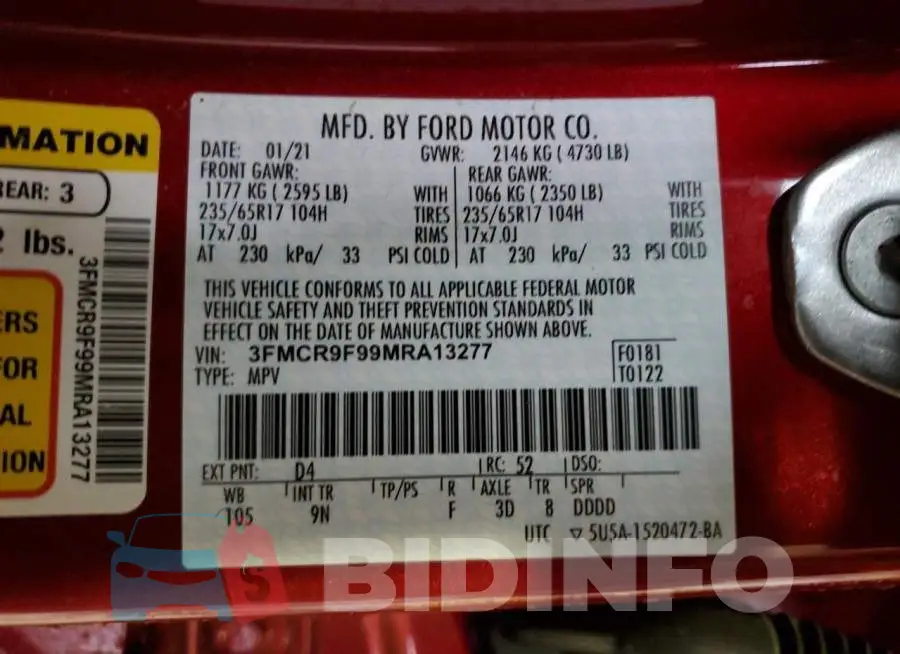 3FMCR9F99MRA13277 Photo# 10