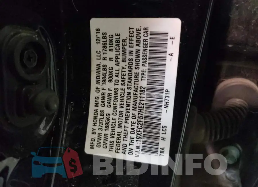 19XFC2F57HE211182 Photo# 10