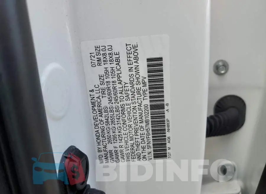5FNYF6H57MB102200 Photo# 10