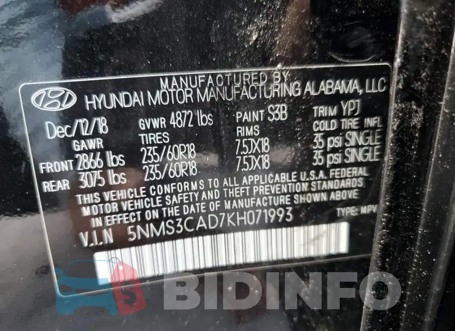 5NMS3CAD7KH071993 Photo# 10