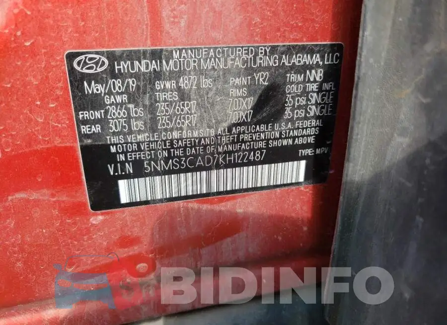 5NMS3CAD7KH122487 Photo# 10