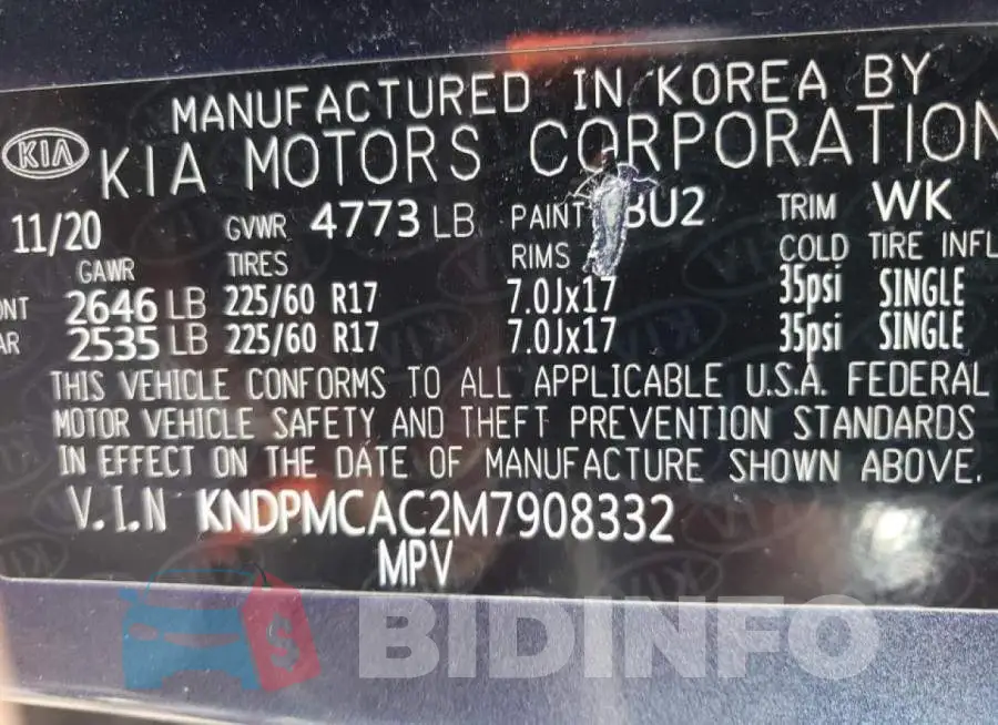 KNDPMCAC2M7908332 Photo# 10
