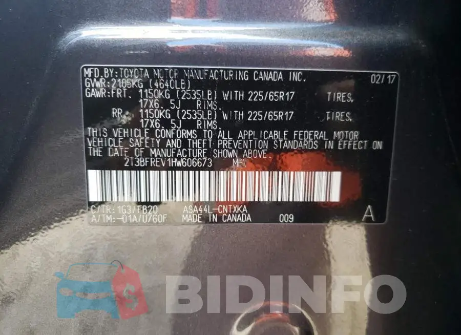 2T3BFREV1HW606673 Photo# 10
