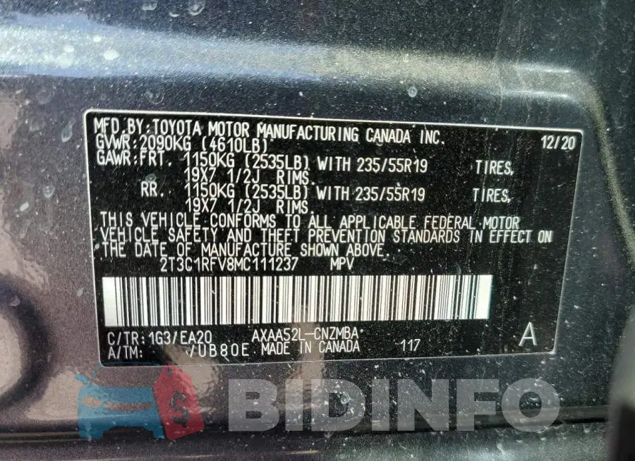 2T3C1RFV8MC111237 Photo# 10