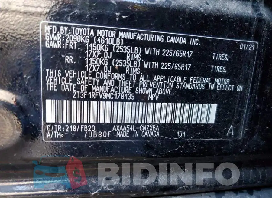 2T3F1RFV9MC178135 Photo# 10